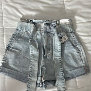 Express High Waist Light Blue Denim Shorts